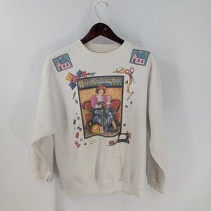VTG Tultex Crew Neck 90s Granny‎ Core Graphic Pullover Sweatshirt White L